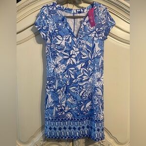 Lilly Pulitzer Blue Flutter Sleeve Sheath Dress